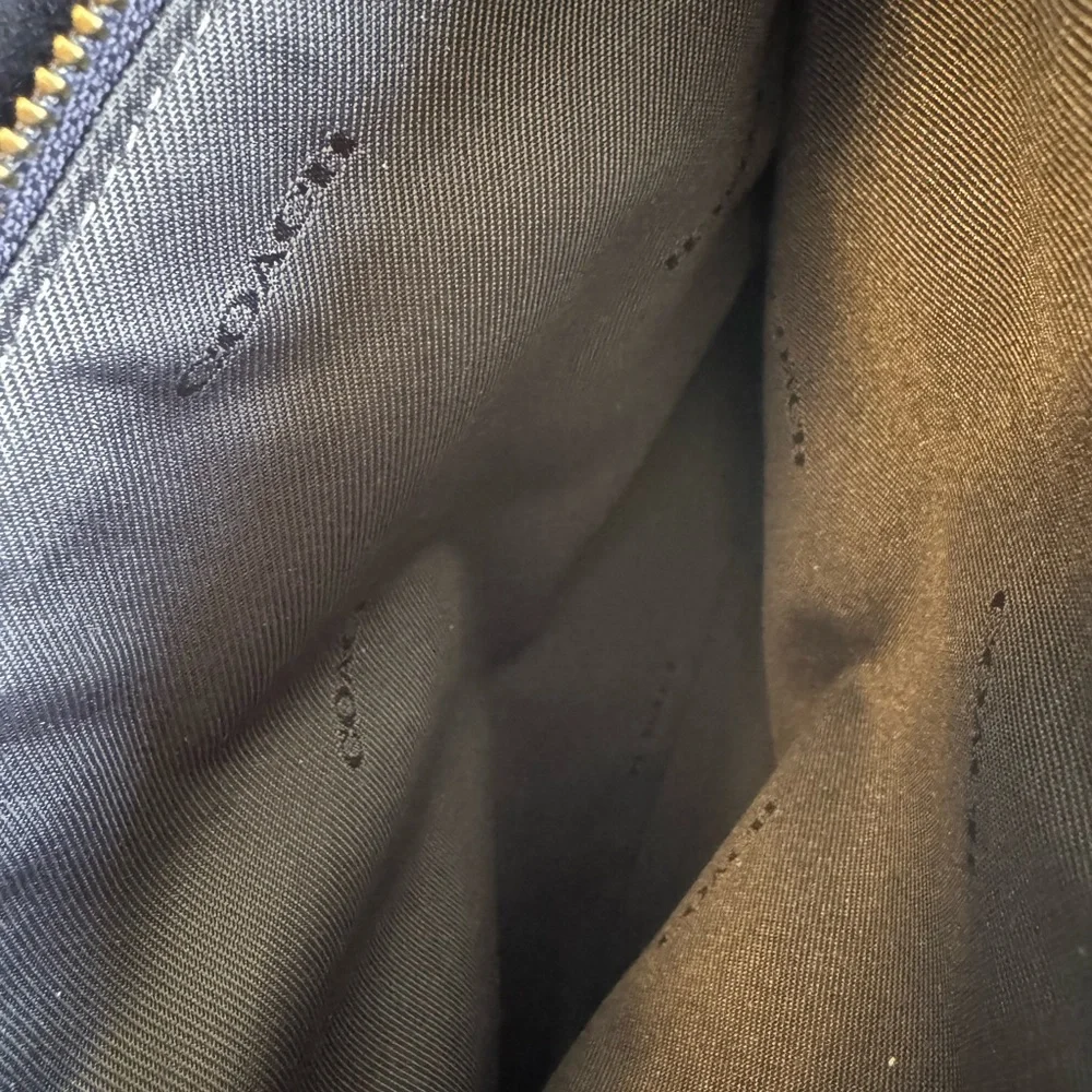 Coach Quilted Leather Shoulder Bag in Navy Blue with Gunmetal Chain - Picture 16 of 16